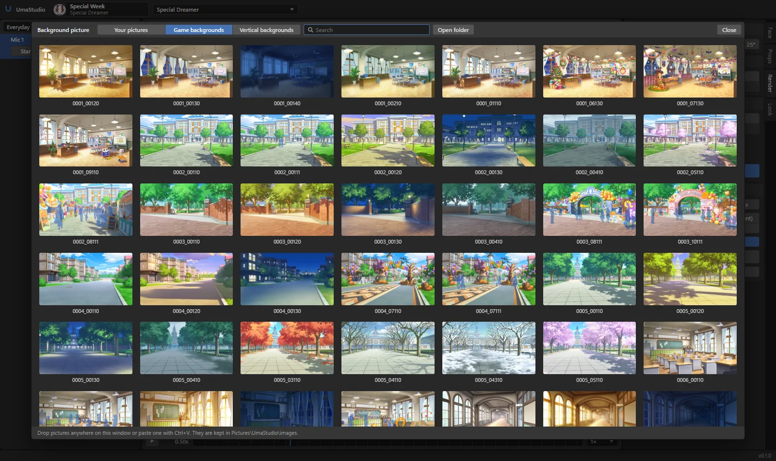 The game's story backgrounds