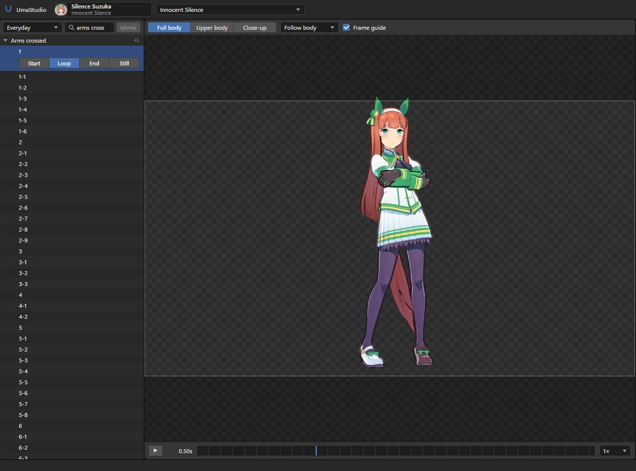 Searching the pose list for arms crossed
